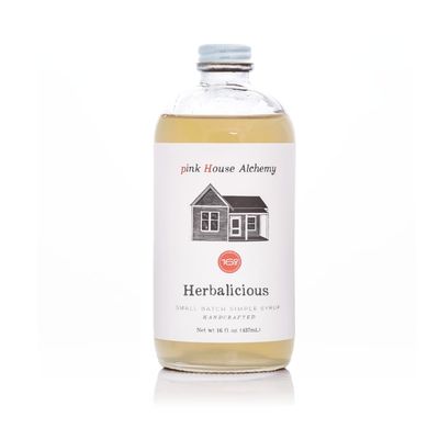 Pink House Alchemy Herbalicious Simple Syrup - 16 OZ Bottle for Coffee, Cocktail, Mocktail and Non Alcoholic Drinks, All-Natural Non-GMO (Herb, 1)