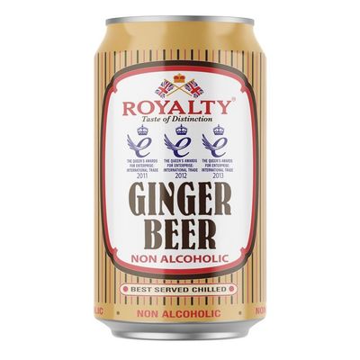 Royalty Non-Alcoholic Ginger Beer Can 11.15 Ounce, (Pack of 6)