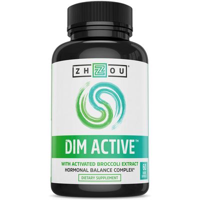 Zhou DIM Active Menopause Estrogen Metabolism Supplement with 250mg DIM Plus Broccoli Seed Extract Bioperine for Women Men 60 Capsules