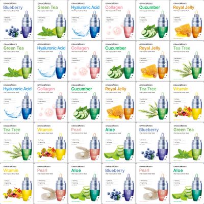 Orangeroses 30 Pcs Combo Vital Ampoule Sheet Mask, Korean Facial Skincare Sheet Simple Effective Skincare Routine Moisturization Wrinkle Care Brightening (30 Pcs Combo)