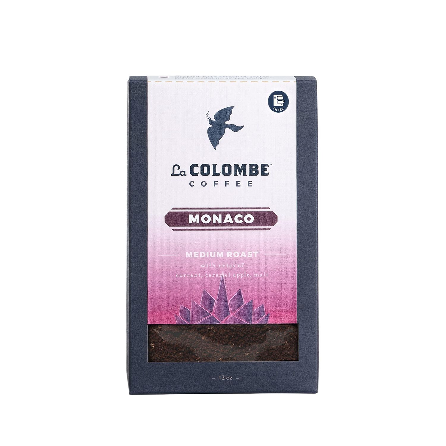 La Colombe Monaco Medium Roast Drip Grind Ground Coffee - Notes of Milk Chocolate, Graham Cracker, Black Cherry, 12 Ounce (Pack of 4)