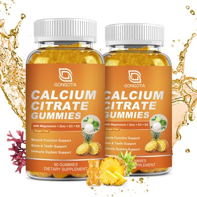 GONGOTA Calcium Citrate 1200mg with Vitamin D3 Gummies, Chewable Calcium for Bone, Muscle, Joints, Immune Support, Calcium Supplements for Women Men,Sugar Free, Pineapple Flavor - 120 Gummies
