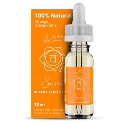 Sacral Chakra Facial Serum Essential Oil Blend, Natural Organic Moisturizing Serum for Face with Sunflower, Argan, Apricot, Rosemary, Lavender Oils for Spiritual Journey, Peace, Deeper Connection