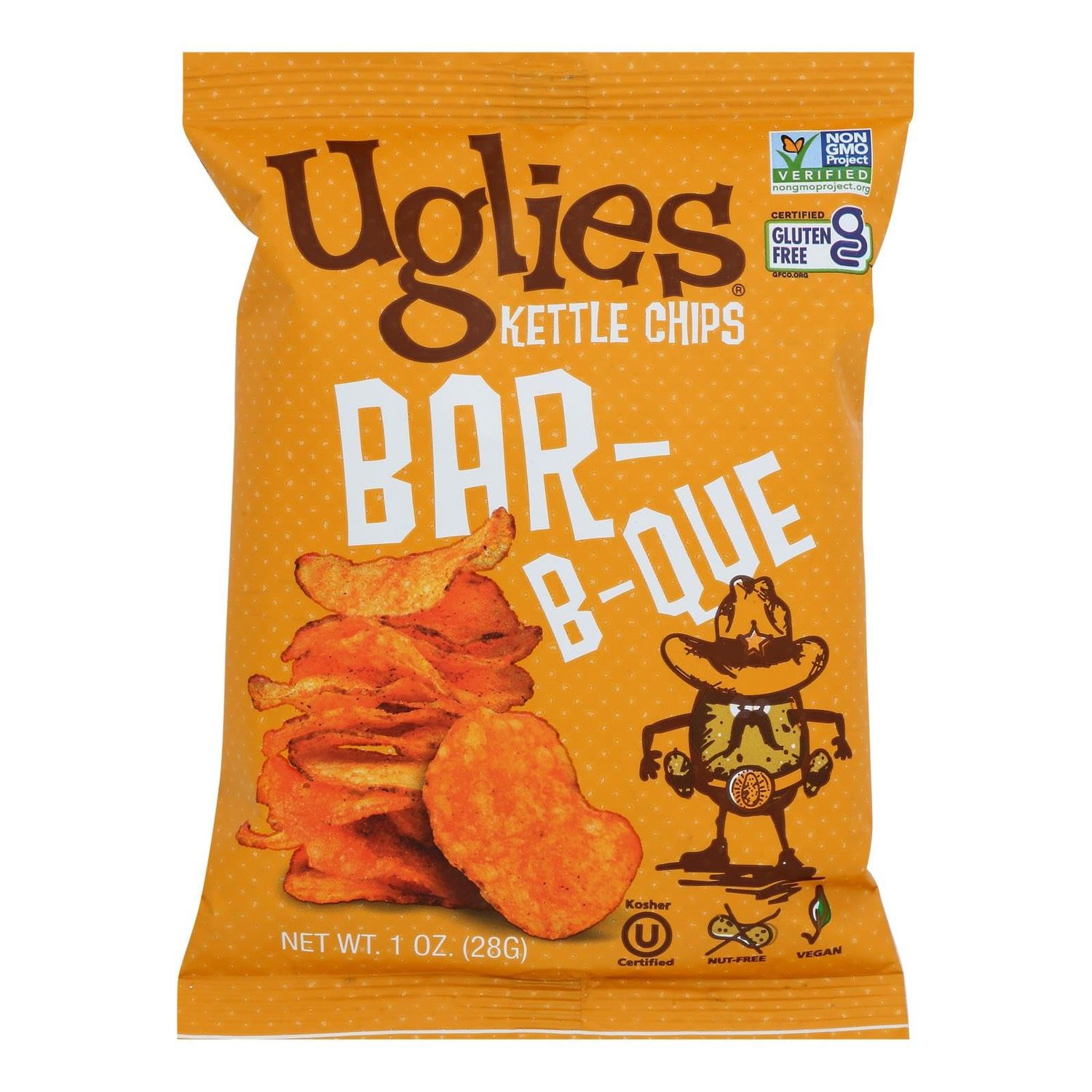 Uglies Kettle Potato Chips Bar-B-Que, Vegan Friendly, Kosher, Gluten Free Non-GMO, 1 Ounce (Pack of 32)