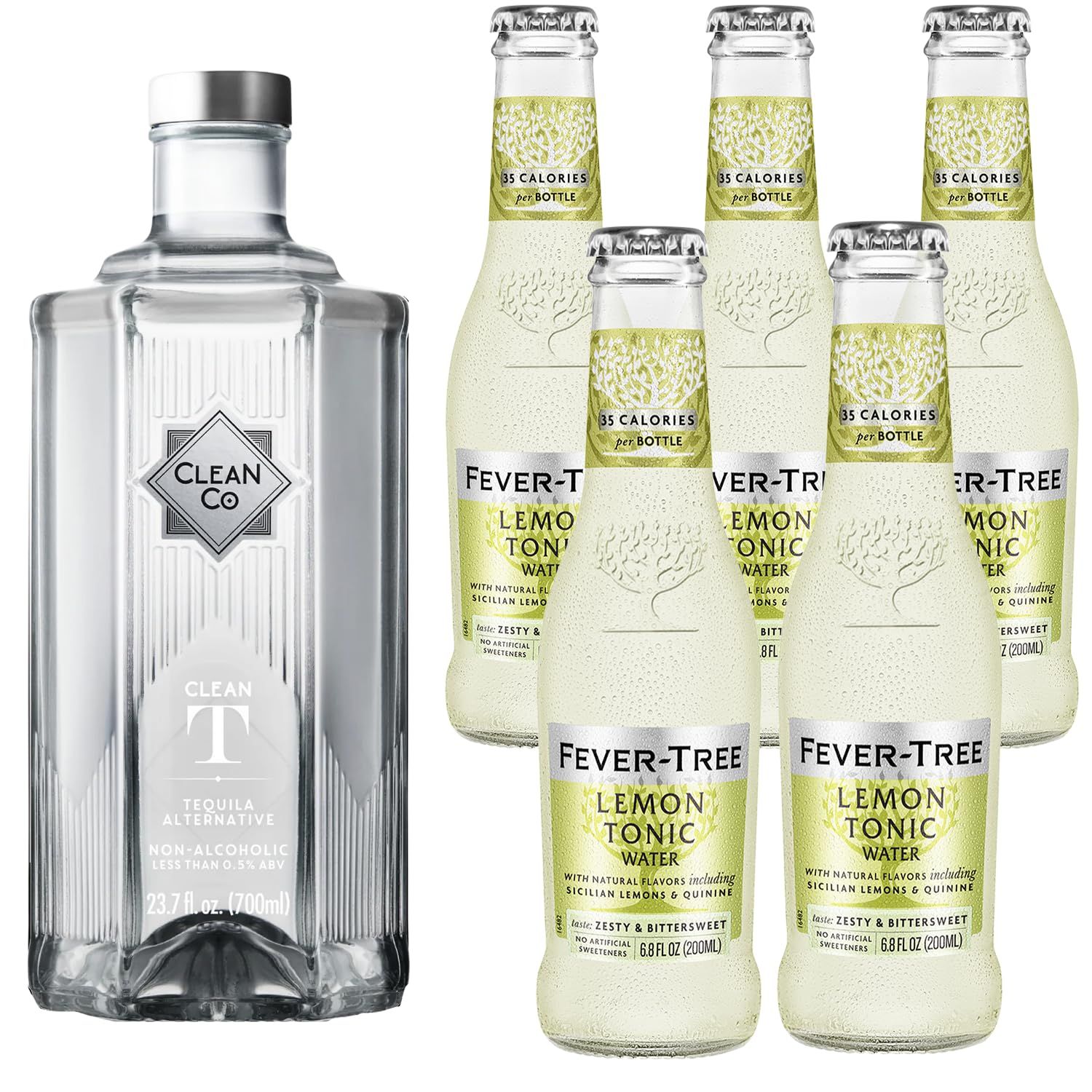 Clean Co Non-Alcoholic Tequila Alternative 700ml Bottle with Premium Quality Lemon Tonic - Batanga