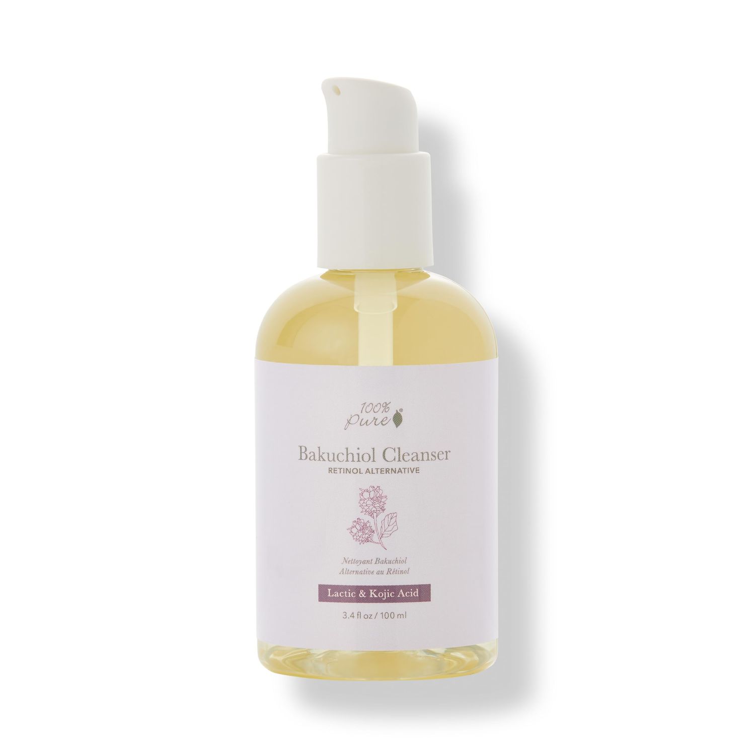 100 PURE Bakuchiol Face Cleanser Plant-Based Retinol Alternative Anti Aging Face Wash Gentle Kojic Acid Licorice Daily Skincare Boost - Fresh Foam Facial Cleansing for Women Men - 3.4 fl oz