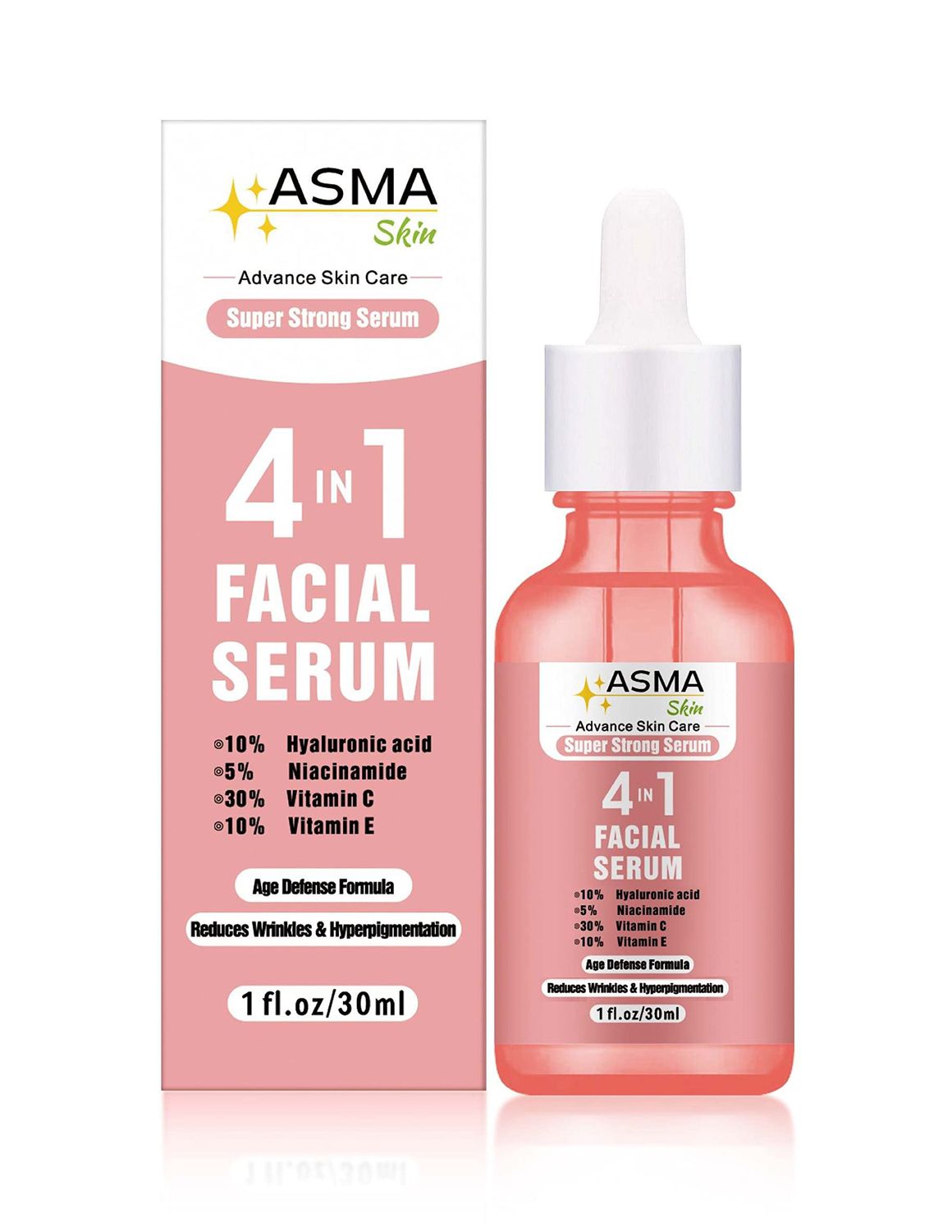 4 in 1 Facial Serum Brightening, Pigment Control Anti-Aging Serum with Hyaluronic Acid, Niacinamide, Vitamin C E Perfect Face Serum for All Skin Types 1 oz.