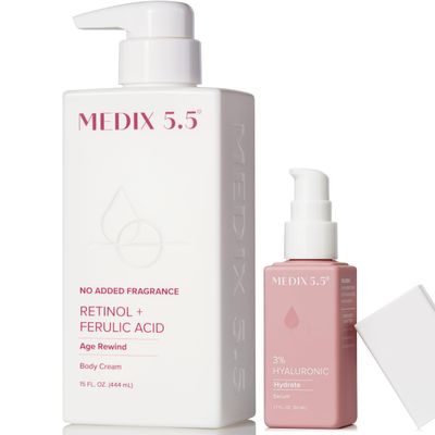 MEDIX Fragrance Free Firming Retinol Body Lotion 3 Hyaluronic Acid Serum Booster 2pc Skin Care Set Crepey Skin Care Treatment Anti Aging Body Cream Face Moisturizer For Crepe Skin Dry Skin