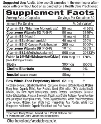 EMERALD LABS B-Healthy - Vegan Vitamin B Complex - Includes Methylated Folic Acid Full Spectrum B Vitamins - Supports Immune, Brain Heart Health - 120 Vegetable Capsules