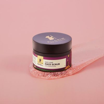 Pilgrim Red Vine Face Scrub Exfoliates Dead Skin Unclogs Pores With Mulberry Aloe for Glowing, Smooth Skin Gently Removes Impurities French Beauty Secrets 1.76 Oz (50g)