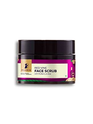 Pilgrim Red Vine Face Scrub Exfoliates Dead Skin Unclogs Pores With Mulberry Aloe for Glowing, Smooth Skin Gently Removes Impurities French Beauty Secrets 1.76 Oz (50g)