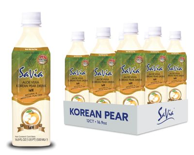 Savia - Pear Aloe Vera Drink, Quality Aloe-Based Beverage, Made with Real Aloe Pulp Natural, Delicious Refreshing, Vegetarian, Gluten-Free, Fat-Free (16.9oz, 12-Pack)