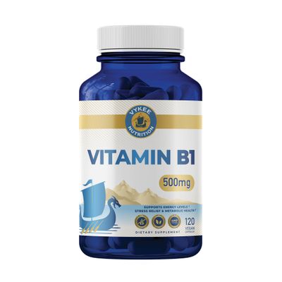Vykee Nutrition Vitamin B1 - 500mg High-Potency Thiamine Mononitrate Supports Energy Metabolism Nervous System Health Vegan, Non-GMO, Gluten-Free 120 Capsules