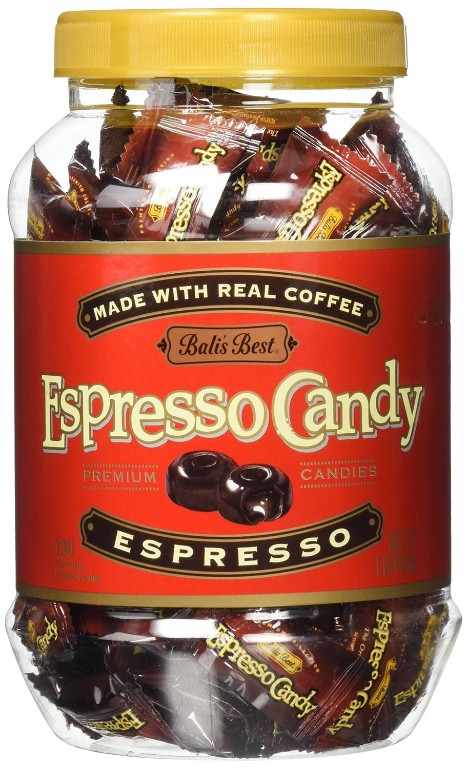 BALI&#39;S BEST Coffee Candy - Espresso Flavor 1lb Jar Rich, Smooth Taste Delicious Treat for Any Occasion