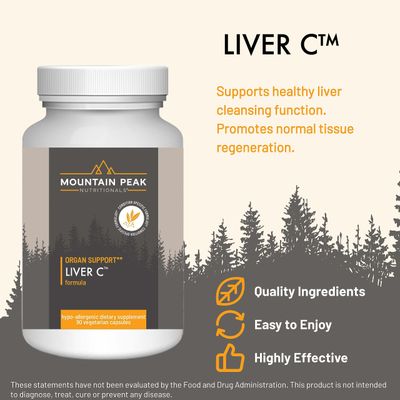 Mountain Peak Nutritionals Liver C - Organ Supplement Helps Maintain Healthy Liver Function Energy Production - wSiliphos Mushrooms - Hypoallergenic Dietary Supplement (90 Vegetarian Capsules)
