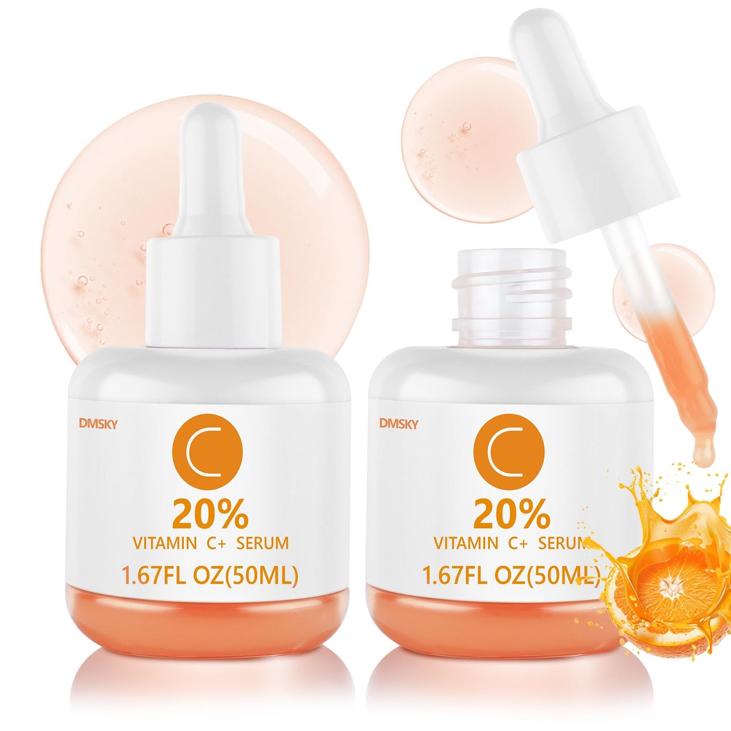 20 Vitamin C Serum for Face Care with Hyaluronic Acid,Boost Radiance Reduce Wrinkles, Improve Appearance of Dark Spots,Fine Lines Wrinkles,for Normal or Oily Skin Control -2 Pack