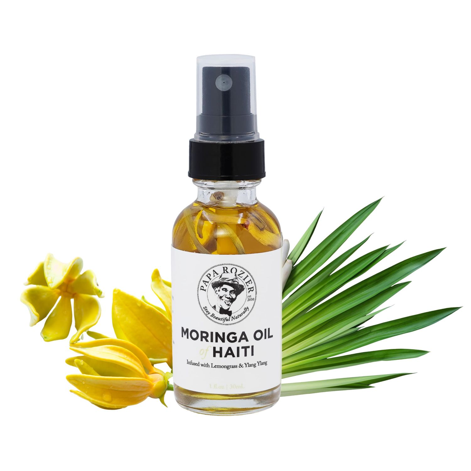Papa Rozier Farms Pure Organic Moringa Infused with Lemongrass Ylang - Undiluted, Cold Pressed, And Unrefined For Hair, Skin, Eyelashes, Eyebrows Nails, Pack of 1