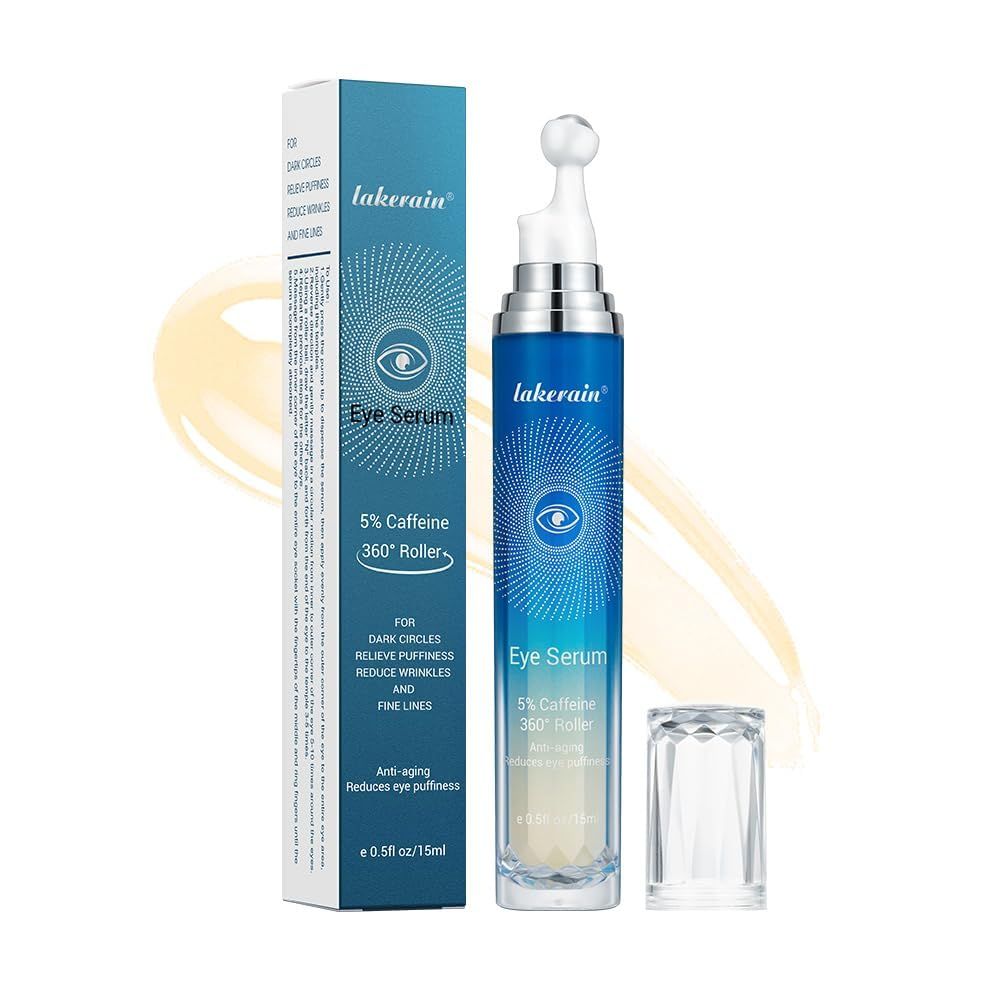 5 Caffeine Eye Cream, Korean Eye Cream 360 Massage Ball Anti-Aging Eye Cream, For Dark Circles and Eye Swelling, Reduce Wrinkles and Fine Lines,Eye Bags Treatment for Men and Women