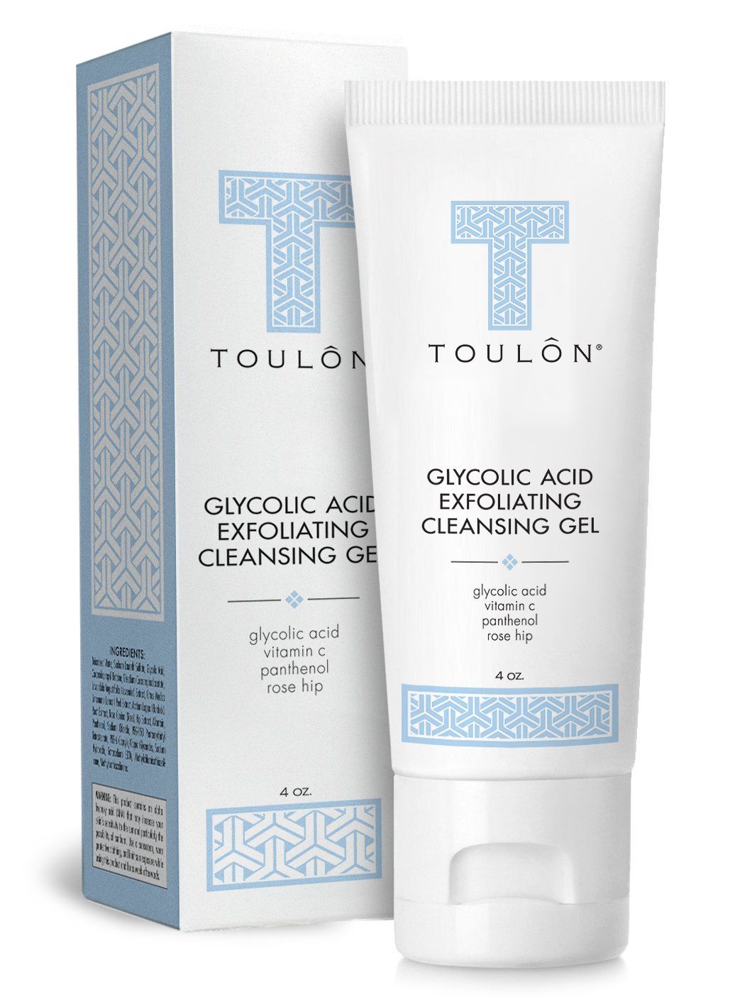 TOULON Glycolic Acid Facial Cleanser: Alpha Hydroxy Face Wash with AHA, Vitamin C Rose Hip to Exfoliate Dry, Sensitive Skin for Women Men