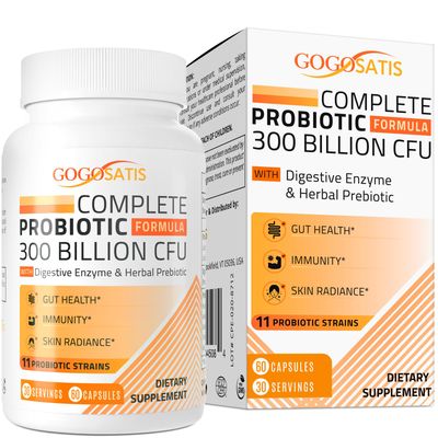 Probiotics for Women Men, 300 Billion CFU 11 Strains Organic Herbal Digestive Enzymes, Probiotic for Digestive Health, Gas Bloating, Immune, Gut Health for Women Men, Shelf Stable, 60 Caps