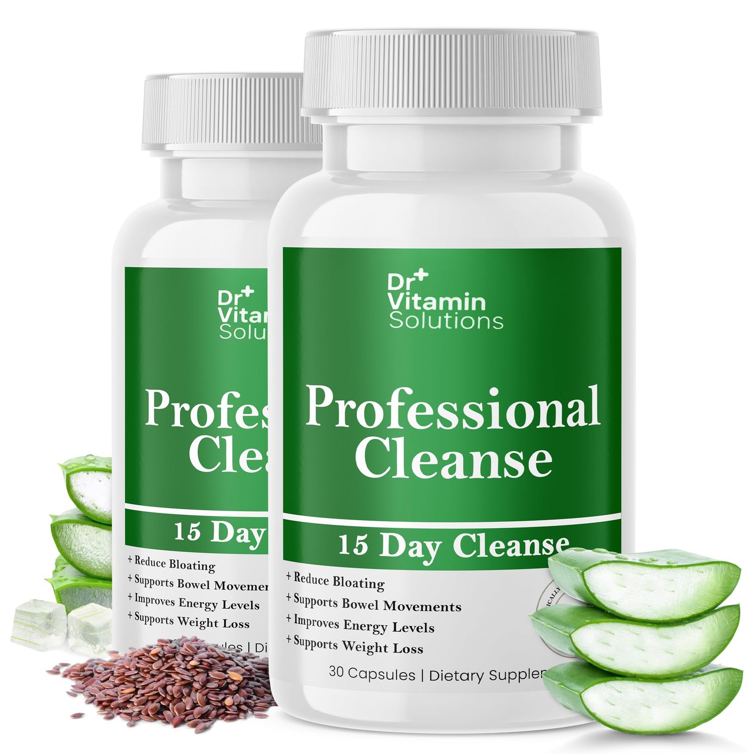 DR VITAMIN SOLUTIONS 15 Day Cleanse Gut Support - Detox Cleanse for Weight Management - All Natural Colon Cleanser for Bloating and Constipation Relief - Extra Calorie Loss with Probiotics - 60 Caps