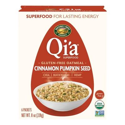 Nature&#39;s Path Organic Qi&#39;a Cinnamon Pumpkin Seed Instant Oatmeal, 8 oz (Pack of 6), Gluten Free, Non-GMO