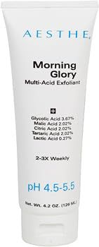 Aesthe Morning Glory Multi-Acid Exfoliant - Facial Scrub with 5 AHAs - Glycolic, Malic, Citric, Tartaric, Lactic Acids - For Cellular Turnover, Deep Cleansing - Oily, Acne-Prone, Mature Skin - 4.2 oz
