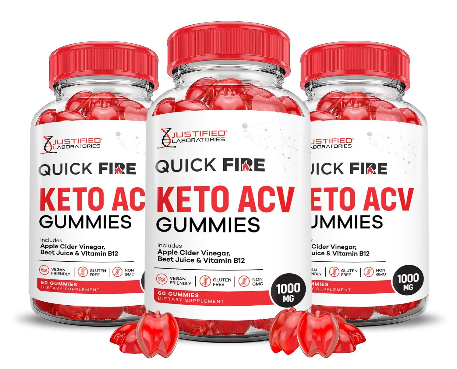 (3 Pack) Quick Fire Keto ACV Gummies Advanced Formula 1000MG QuickFire Keto Gummies Apple Cider Vinegar Formulated with Pomegranate Beet Juice Powder B12 Vegan Non GMO 180 Gummys