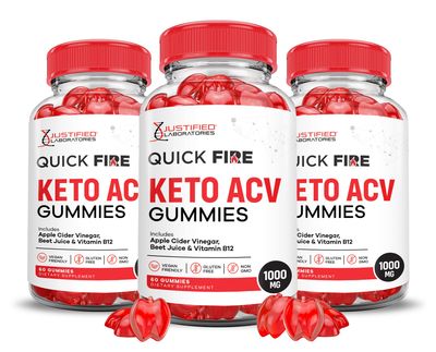(3 Pack) Quick Fire Keto ACV Gummies Advanced Formula 1000MG QuickFire Keto Gummies Apple Cider Vinegar Formulated with Pomegranate Beet Juice Powder B12 Vegan Non GMO 180 Gummys