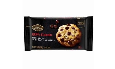 60 Cacao Bittersweet Chocolate Chip Morsels, Snack Snacking Treat, Dipping Fruit Berries Strawberries Cookies, 10oz Private Selection Bag