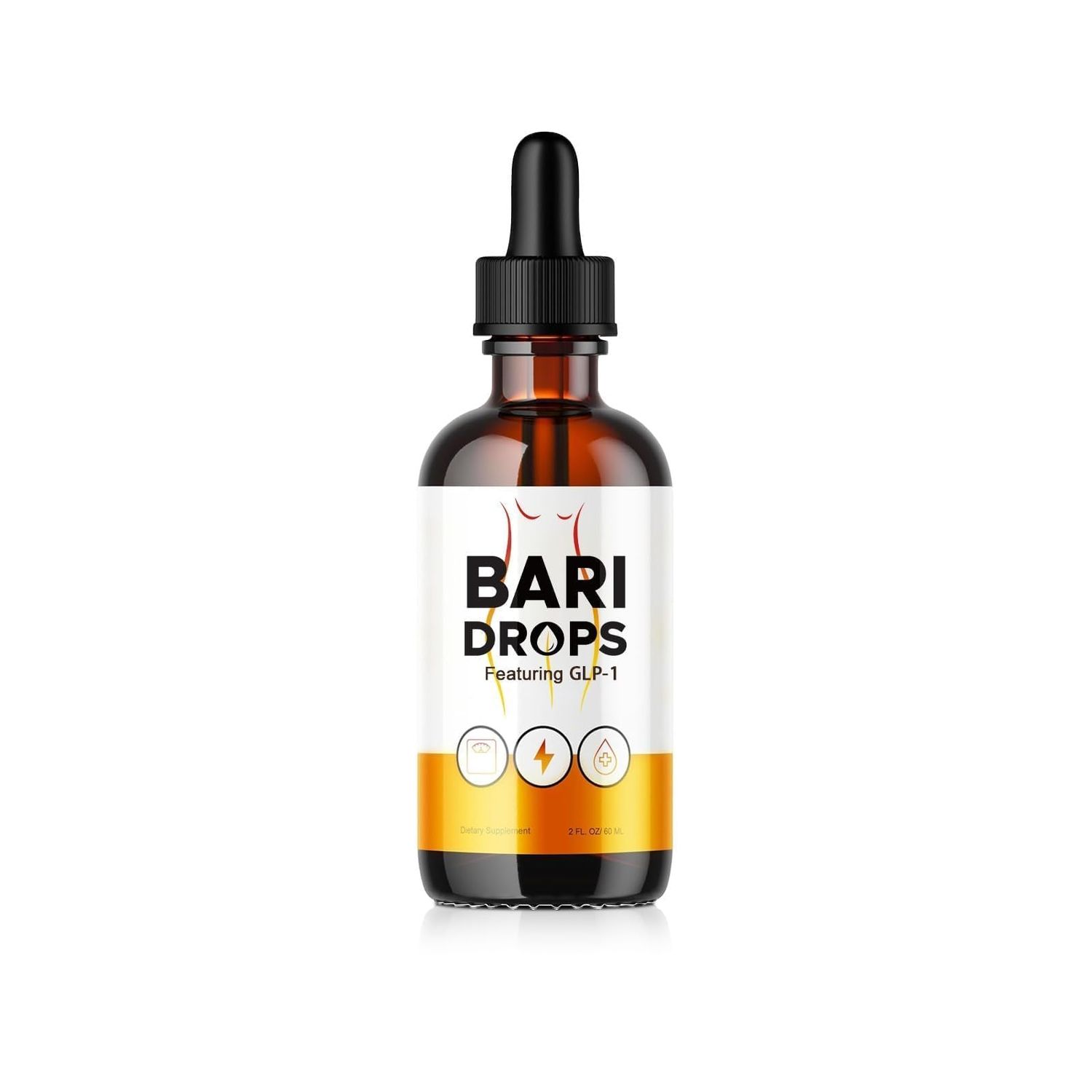 Bari Drops, Hunger Metabolism Support Drops Featuring GLP-1, Fitness Active Living, Bari Liquid Supplement for Weight (1 Pack, 2 Fl Oz)