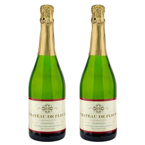 Chateau De Fleur Non-alcoholic Sparkling Wine Champagne Champagnette with Chromacast Phone Grip, Seasonal Wine Pairings Recipes, 2 Pack
