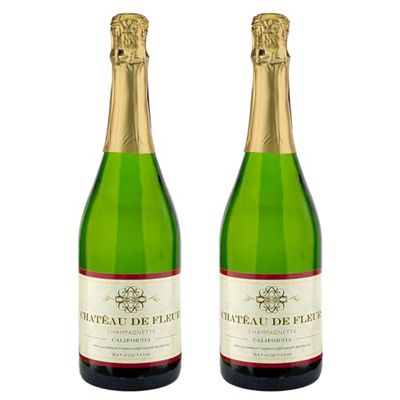 Chateau De Fleur Non-alcoholic Sparkling Wine Champagne Champagnette with Chromacast Phone Grip, Seasonal Wine Pairings Recipes, 2 Pack