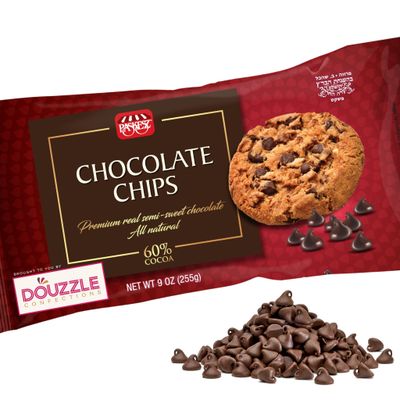 DOUzzle Dark Chocolate Chips for Baking - Premium 60 Cocoa Semi-Sweet (9 OZ - Pack of 1) Kosher Parve
