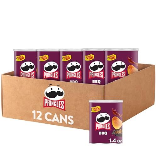 Pringles Potato Crisps Chips, Lunch Snacks, Office and Kids Snacks, Grab N&#39; Go, BBQ (12 Cans)