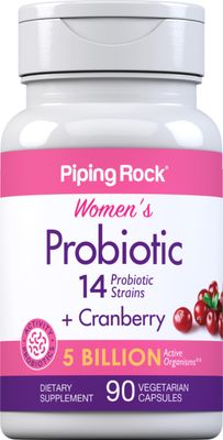 Piping Rock Probiotic with Cranberry for Women 90 Capsules 14 Probiotic Strains Vegetarian, Non-GMO, Gluten Free Supplement