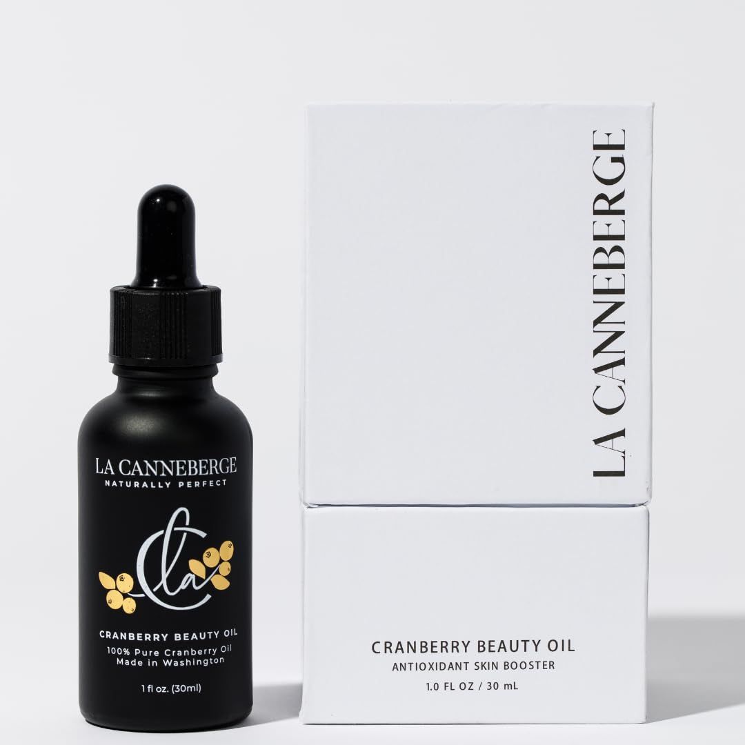 LA CANNEBERGE Cranberry Beauty Oil - Intensive Hydration Revitalization for Face, Hair Body -1 Fl Oz Certified Organic Cranberry Seed Oil -Moisturizing, Vitamin-Rich, Non-Greasy Skin Care