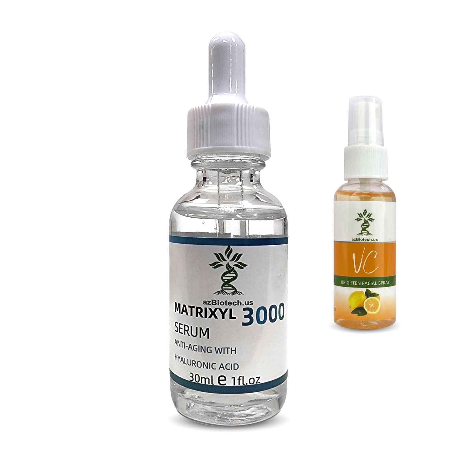 AZ Biotech Matrixyl 3000 Serum Vitamin C Toner for Face, Anti-Aging, Facial Skin Serum and Toner, Skin Care Products, (Serum 30ml1 oz) (Toner 1.7 oz)
