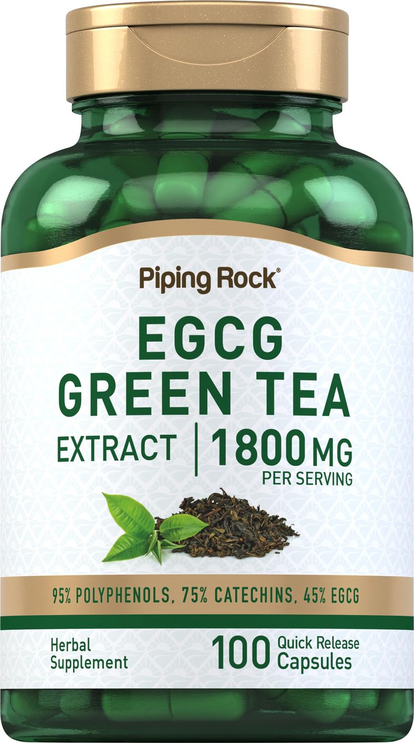 Piping Rock EGCG Green Tea Extract 1800 mg 100 Capsules Standardized Supplement Non-GMO, Gluten Free