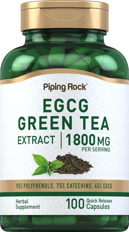 Piping Rock EGCG Green Tea Extract 1800 mg 100 Capsules Standardized Supplement Non-GMO, Gluten Free