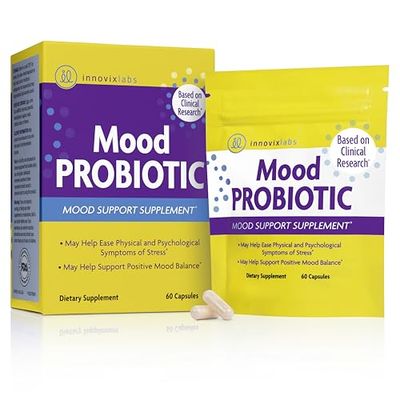 InnovixLabs Mood Probiotic for Women Men, Clinically Studied Digestive Mood Support Supplement, Lactobacillus helveticus Rosell-52ND Bifidobacterium longum Rosell-175, 60 Capsules