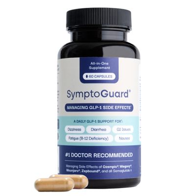 SymptoGuard Natural GLP-1 Supplement Support Vitamin for Digestive Comfort and Energy Levels with Pre and Probitoics, Vitamin D3B12, Cromium and Ginger Root - 60 Capsules (30 Day Supply)