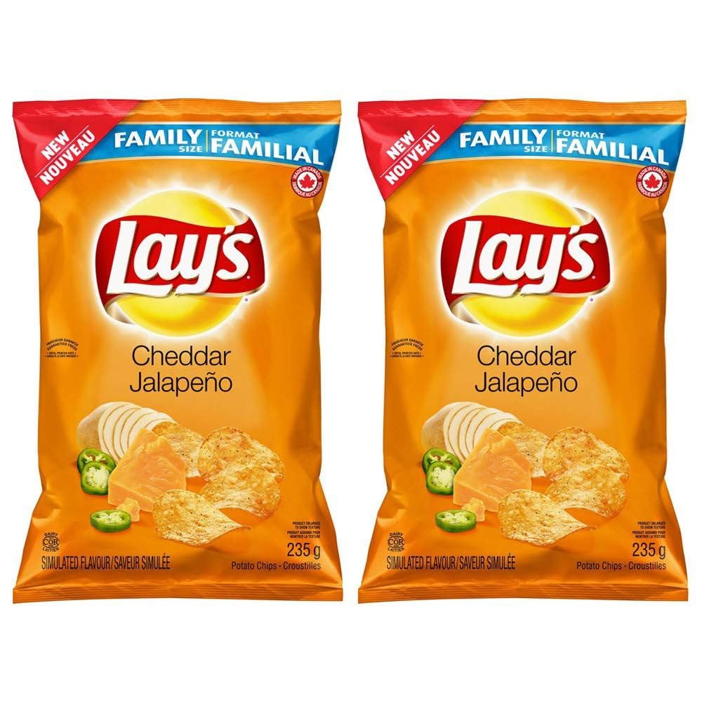 Lay s Cheddar Jalape o Potato Chips 235g8.3oz, 2-Pack Imported from Canada