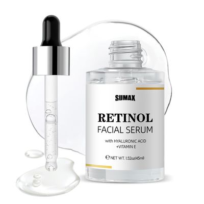Retinol Serum for Face, Daily Anti Aging Facial Serum Skin Care Treatment with Hyaluronic Acid and Vitamin E, Smoothing Face Oil for Fine Lines and Wrinkles, Hydrating Serum for Even Tone 1.52 fl. oz