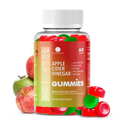 Dr. Robaina Apple Cider Vinegar Gummies - Supports Metabolism Digestive Health - Vegan, Non-GMO, Gluten-Free - Made in USA