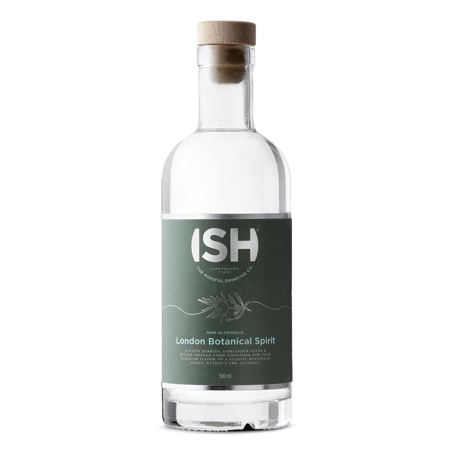 ISH London Botanical Spirit, Non Alcoholic Gin, Award Winning Non-Alcoholic Spirits, Gluten Free, Zero Sugar, Non-Alcoholic Gin Alternative for Zero Proof Drinks, Beverages Mocktails, 500 ml Bottle
