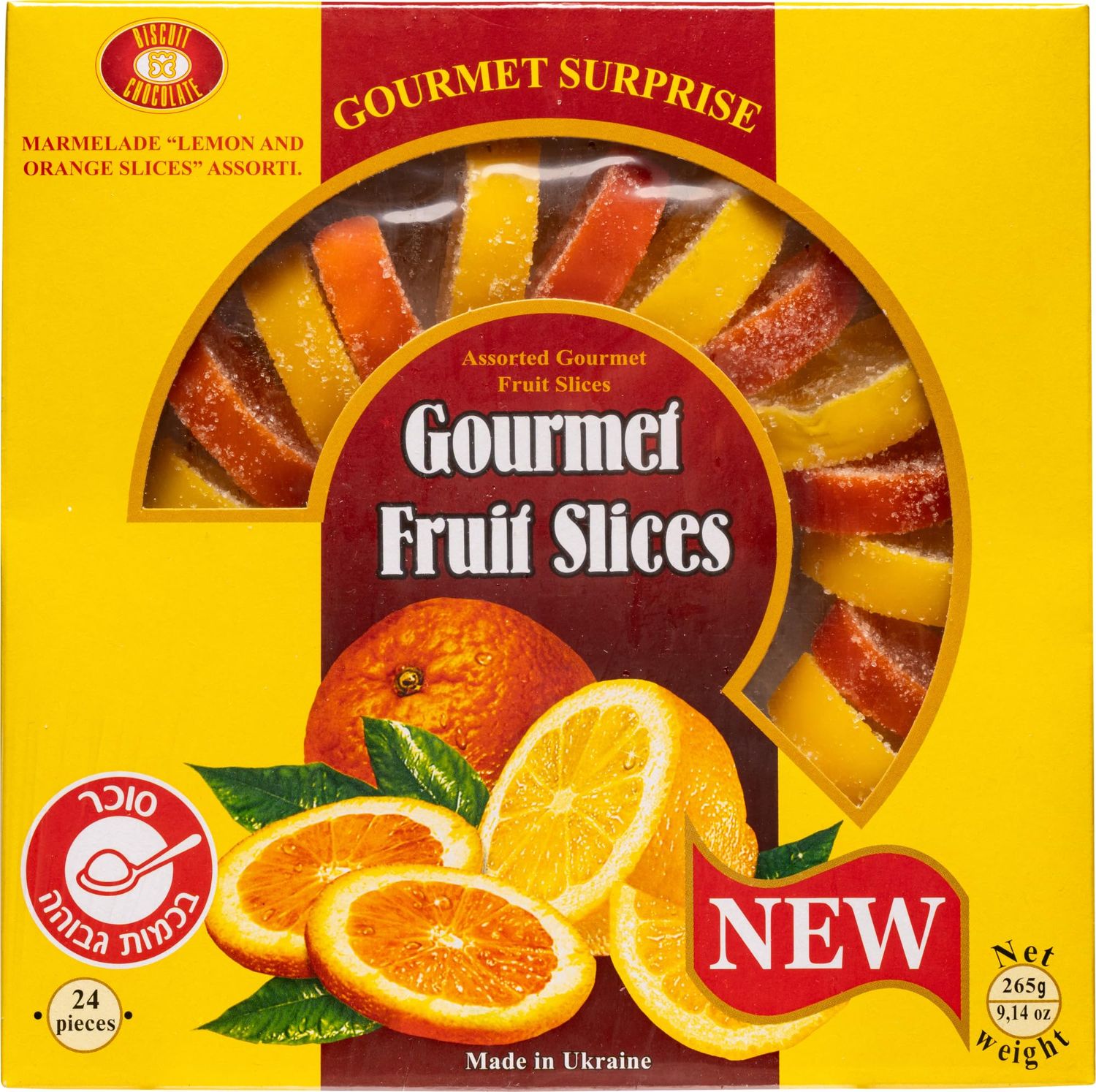 Biscuit Chocolate, Assorted Gourmet Candied Fruit Jelly Marmalade Lemon Orange Slices, 265g9.14oz