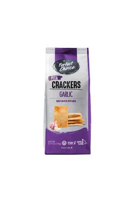 Perfect Choice Pita Crackers (Garlic) - Oven Baked and Crunchy Garlic Snack - Perfect for Dipping in Sauces or Pairing with Bruschettas 6.17 oz
