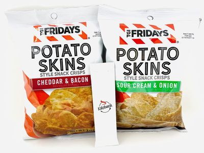 TGI Fridays Potato Skin Style Variety Cheddar and Bacon Sour Cream Onion Bundled With Kokobunch Kit 2-3oz PACK