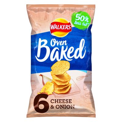 Walkers Baked Cheese and Onion Crisps 6 Pack 150g